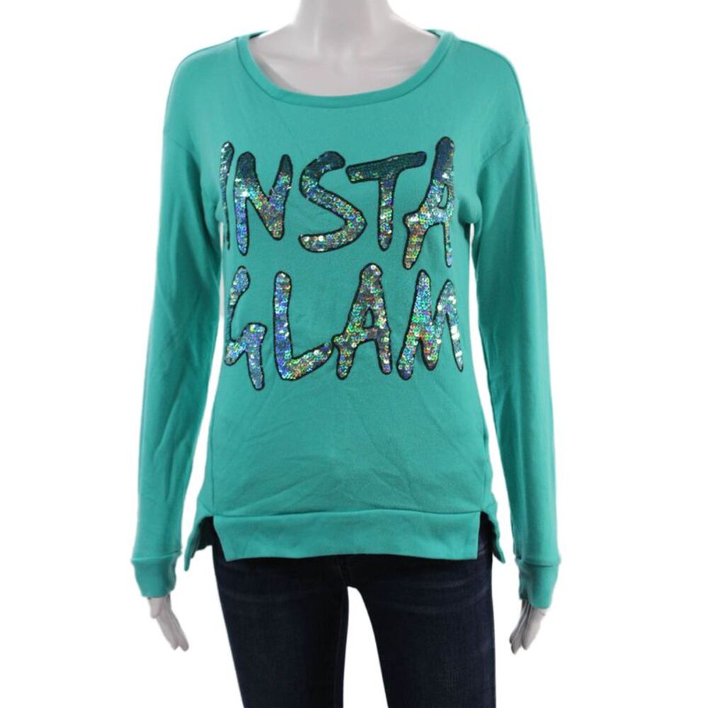 Juicy Couture Womens Pullover Sweatshirts Green Graphic Size XS